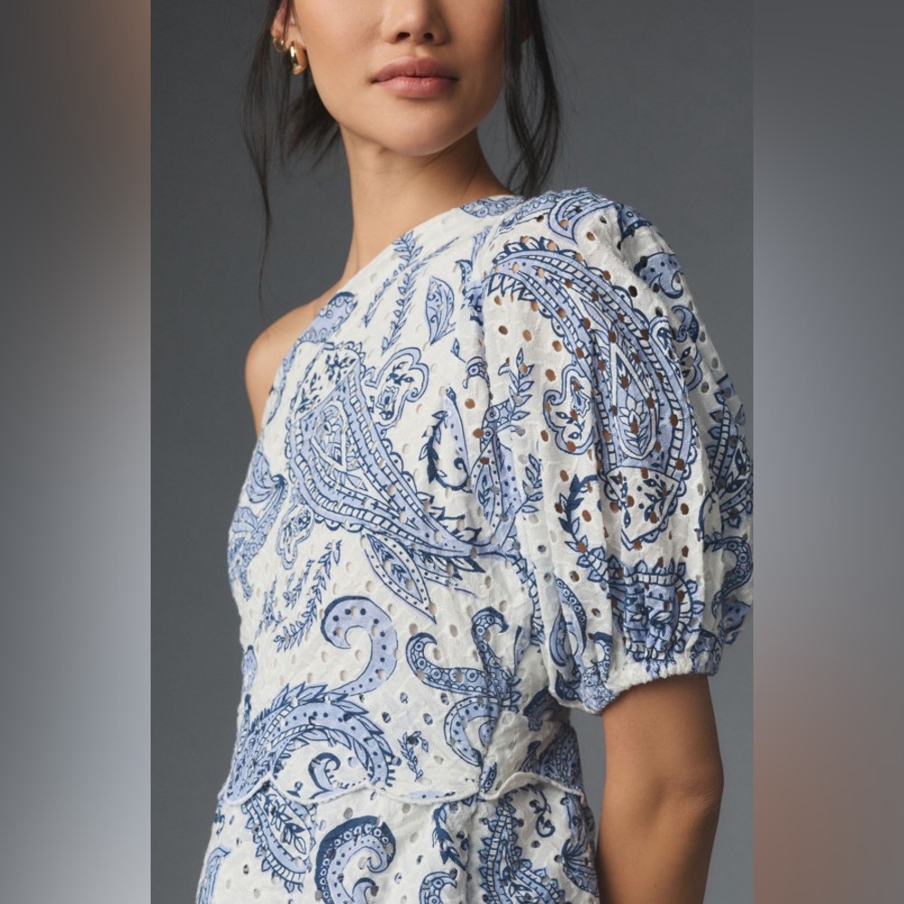 Farm Rio One-Shoulder Eyelet Midi Dress - Picture 4 of 6